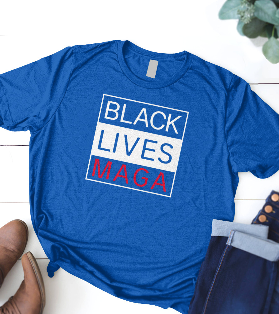 Black Lives Maga Textual Logo Design In Blue White And Red T-Shirt