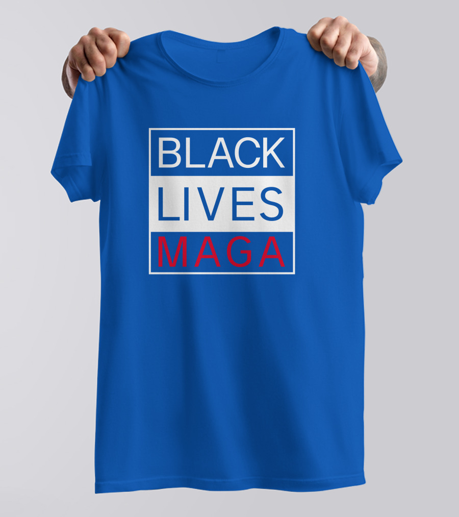 Black Lives Maga Textual Logo Design In Blue White And Red T-Shirt