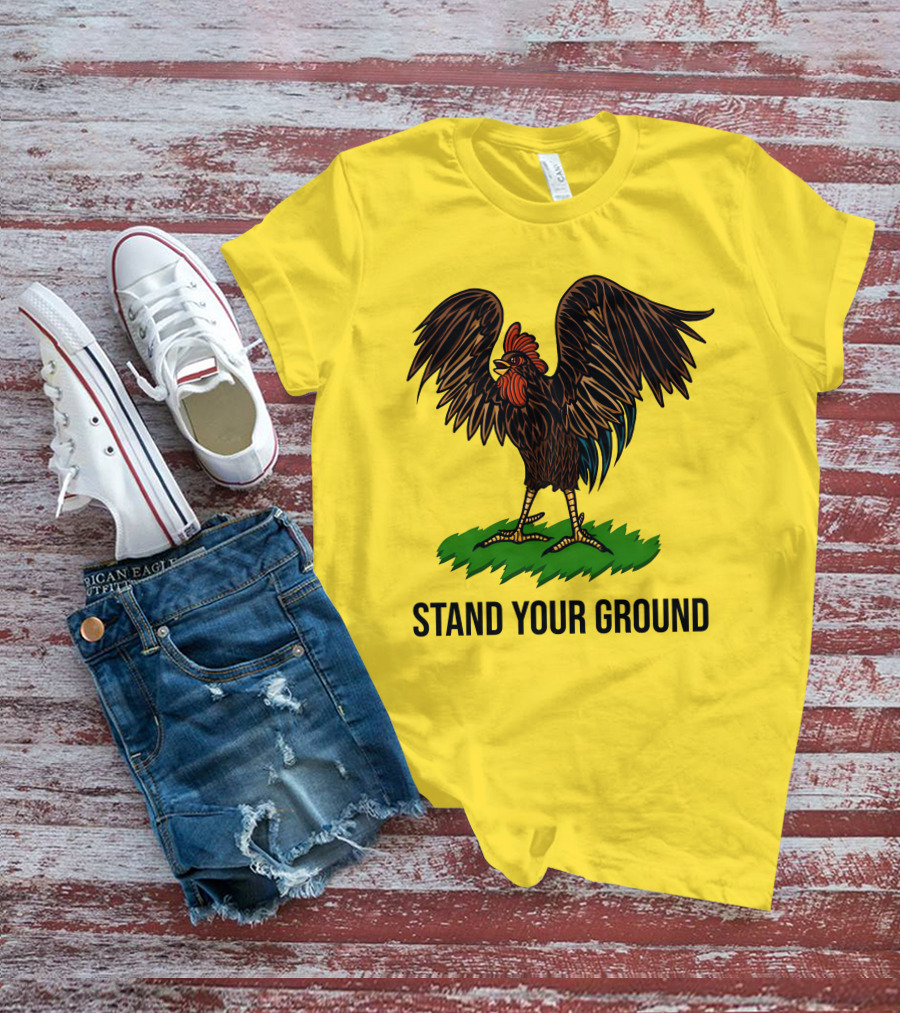 Stand Your Ground Rooster On Grass T-Shirt