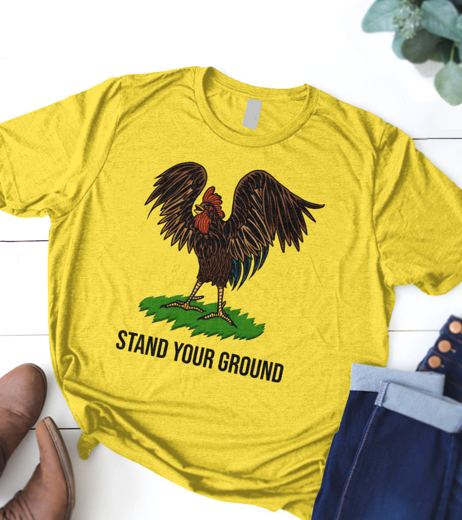 Stand Your Ground Rooster On Grass T-Shirt