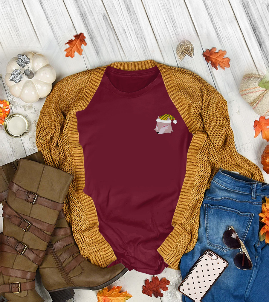 Paula Wolf Noel Festive Fox In Holiday Hat T-Shirt