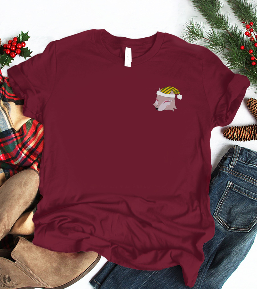 Paula Wolf Noel Festive Fox In Holiday Hat T-Shirt