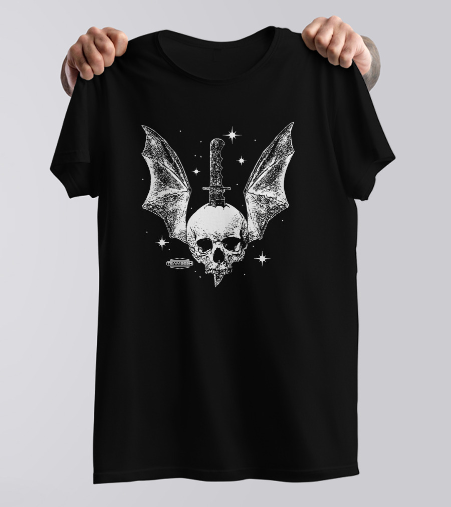 Batskull Knife Bat Wings Skull Stars TeamChip Charlie Worsham T-Shirt