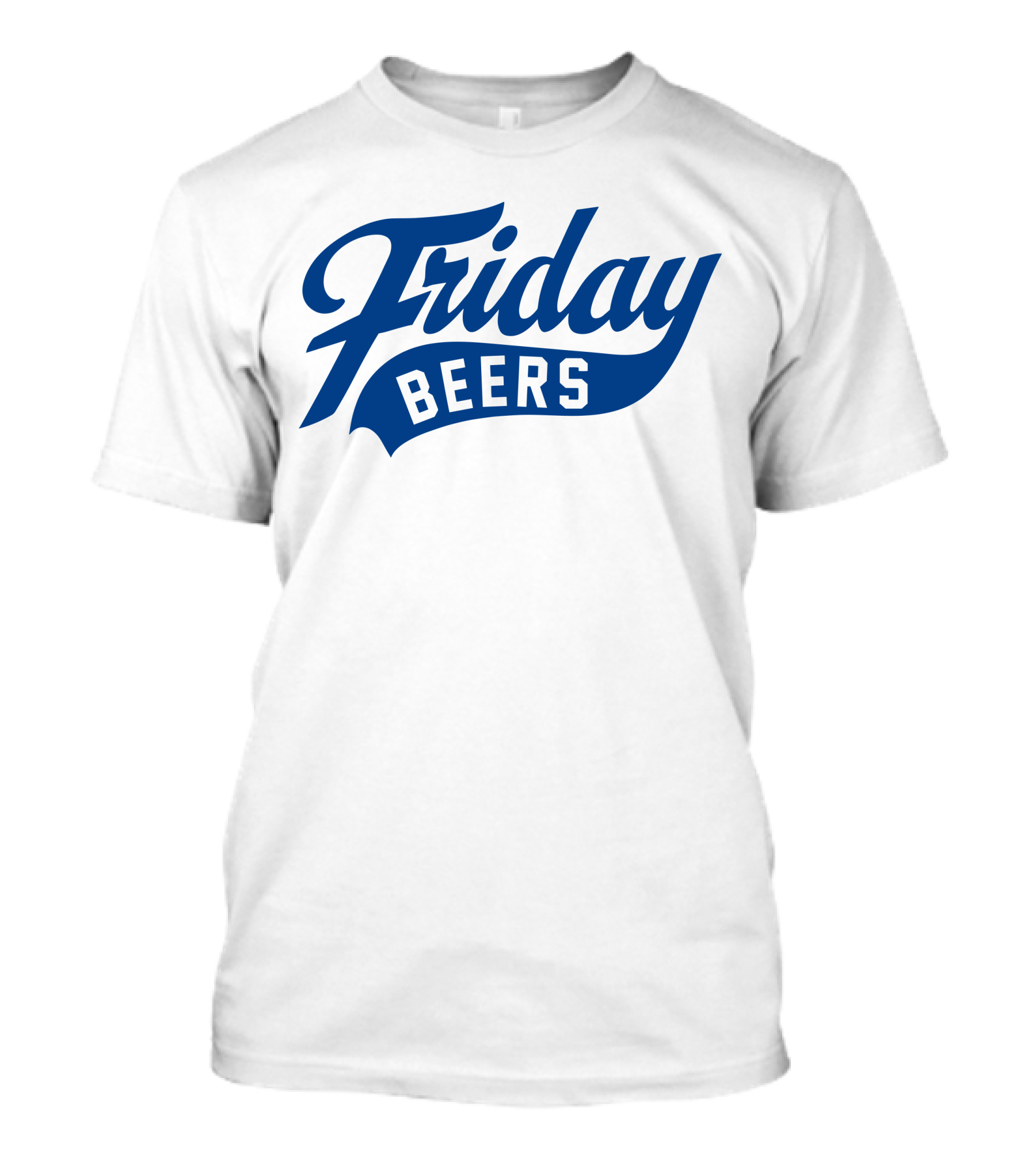 Friday Beers Signature White Logo Blue Text T-Shirt