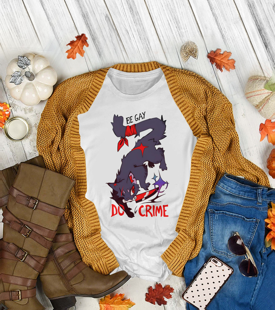 Saltmalkin Merch Laney Be Gay Do Crime Cat T-Shirt