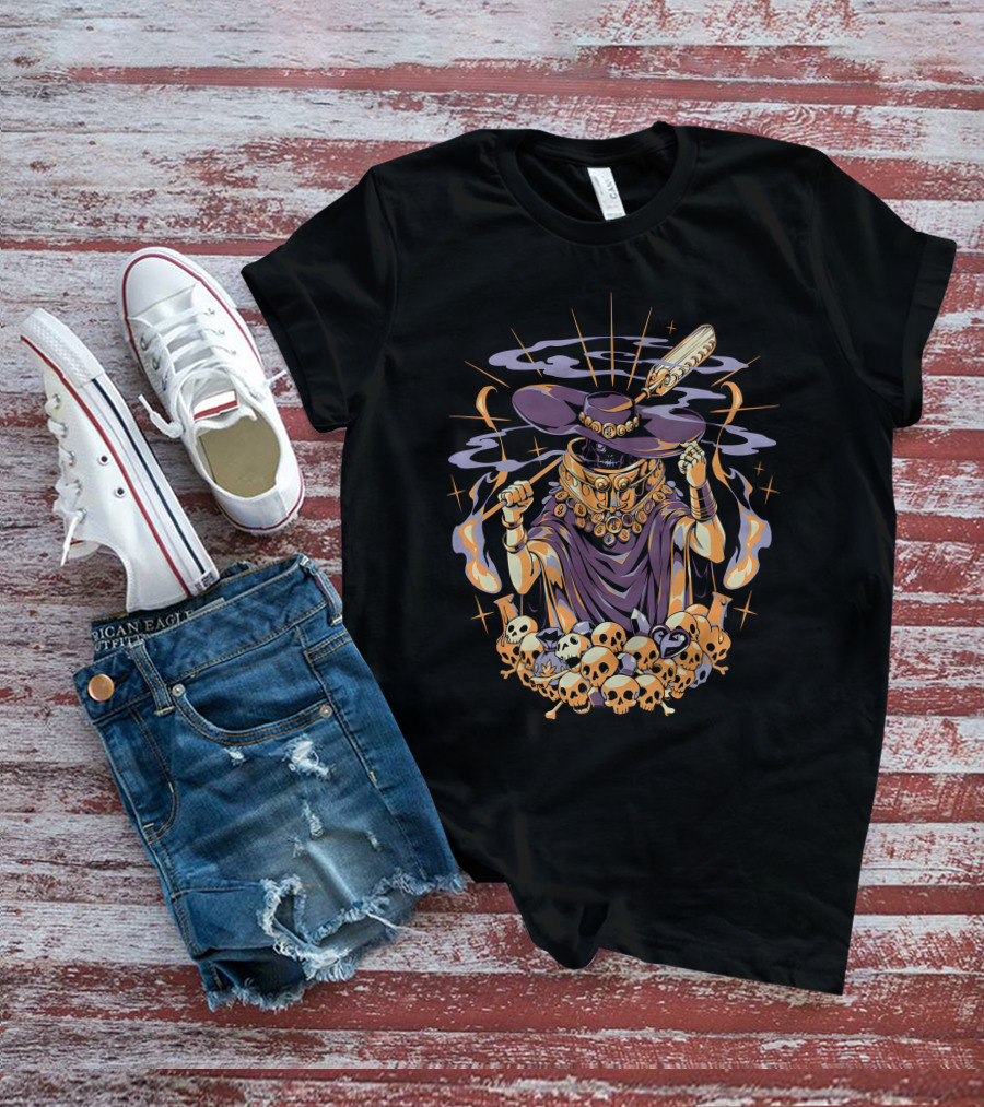 Hades The Stygian Boatman Surrounded By Flaming Skulls And Mystical Elements T-Shirt