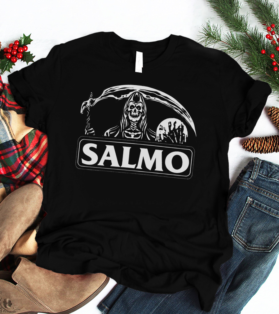 Santa Salmo Muerte Grim Reaper Holding Scythe T-Shirt