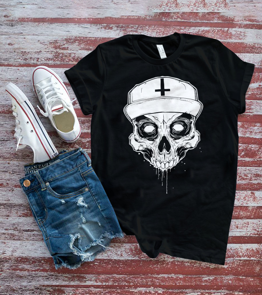 Skull With Cross Hat Salmo Skull T-Shirt