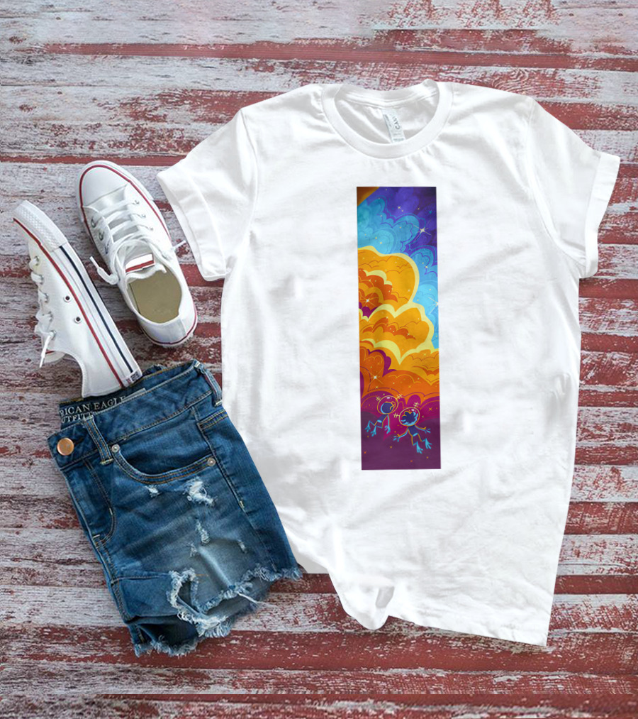 Cosmic Spliffs Oversized White Psychedelic Sky And Clouds T-Shirt