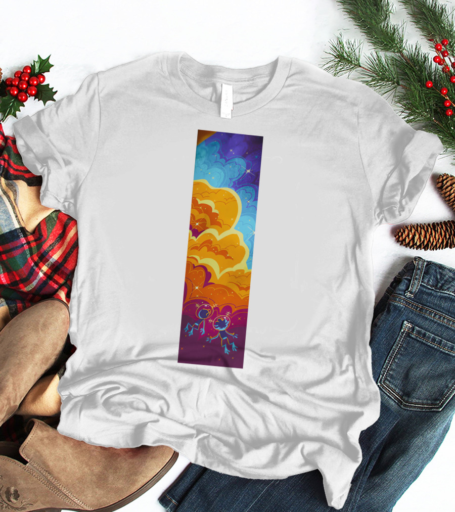 Cosmic Spliffs Oversized White Psychedelic Sky And Clouds T-Shirt