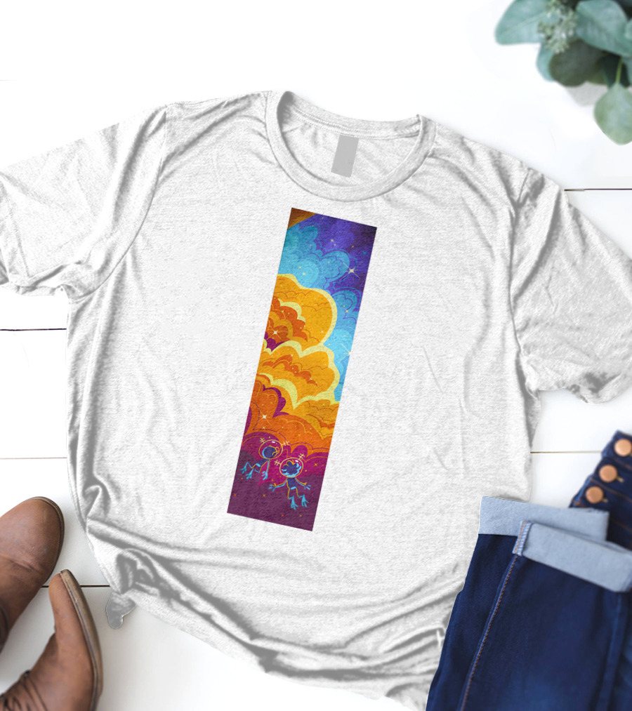 Cosmic Spliffs Oversized White Psychedelic Sky And Clouds T-Shirt