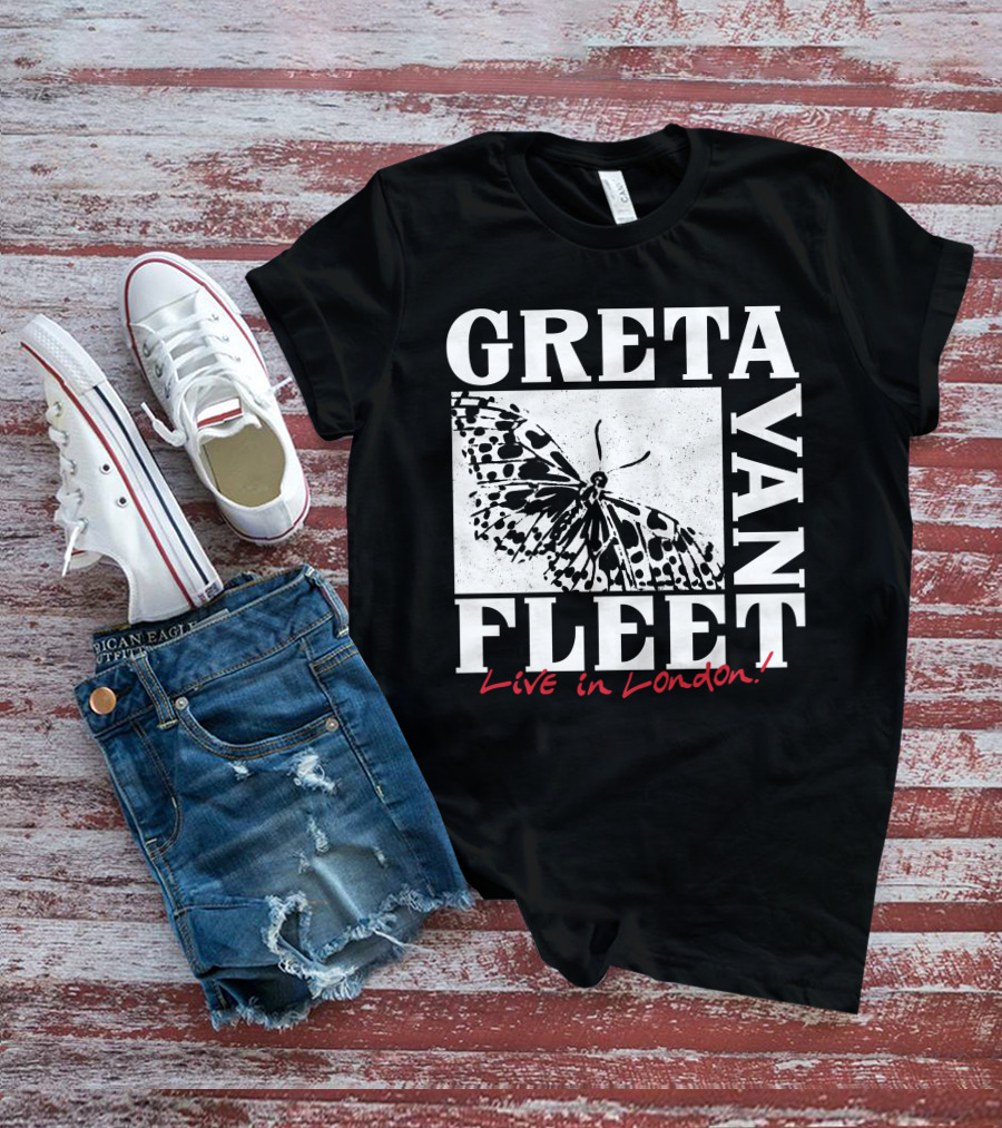 Greta Van Fleet Live In London Butterfly Motif T-Shirt
