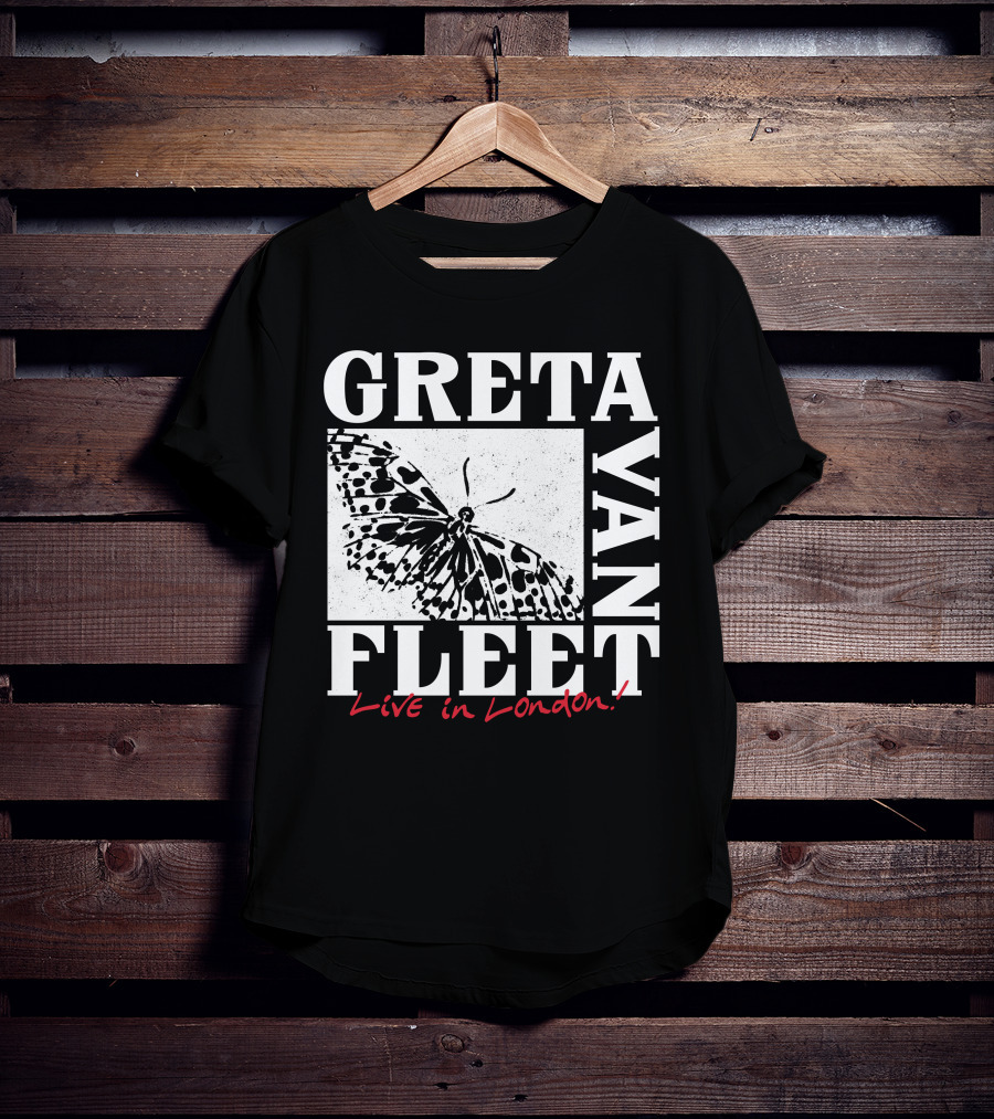 Greta Van Fleet Live In London Butterfly Motif T-Shirt