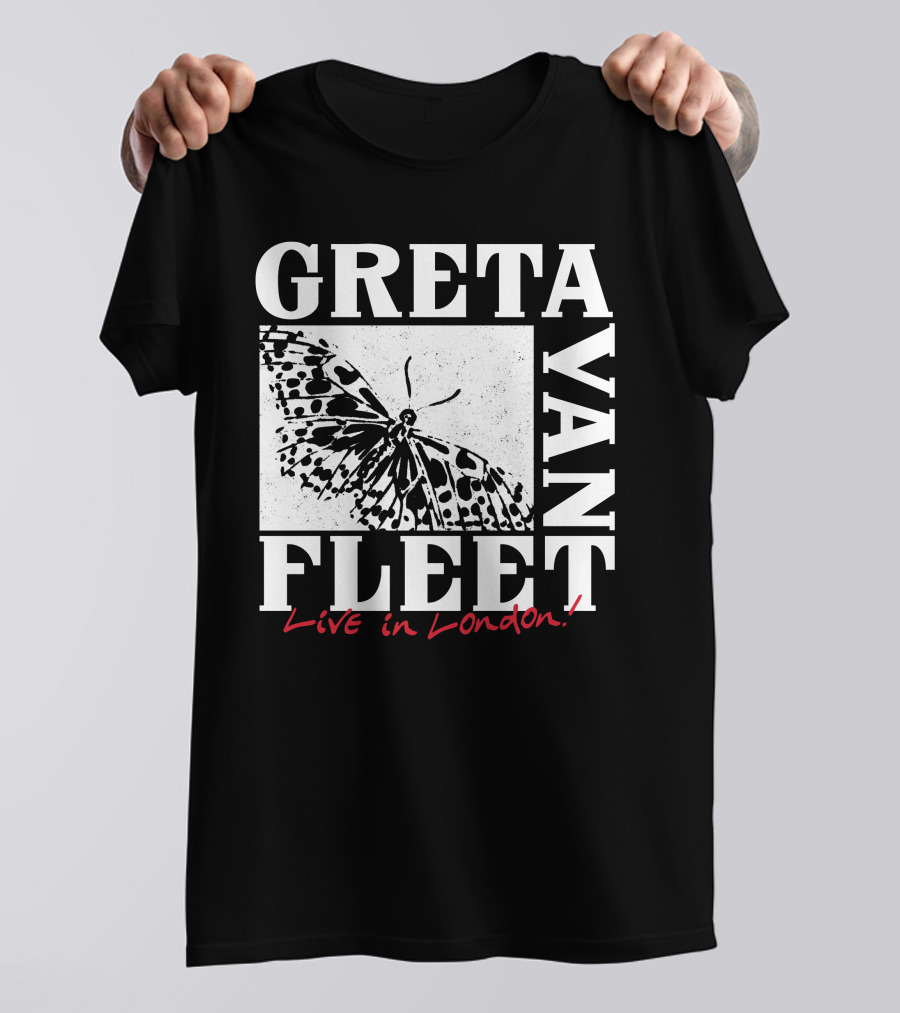 Greta Van Fleet Live In London Butterfly Motif T-Shirt