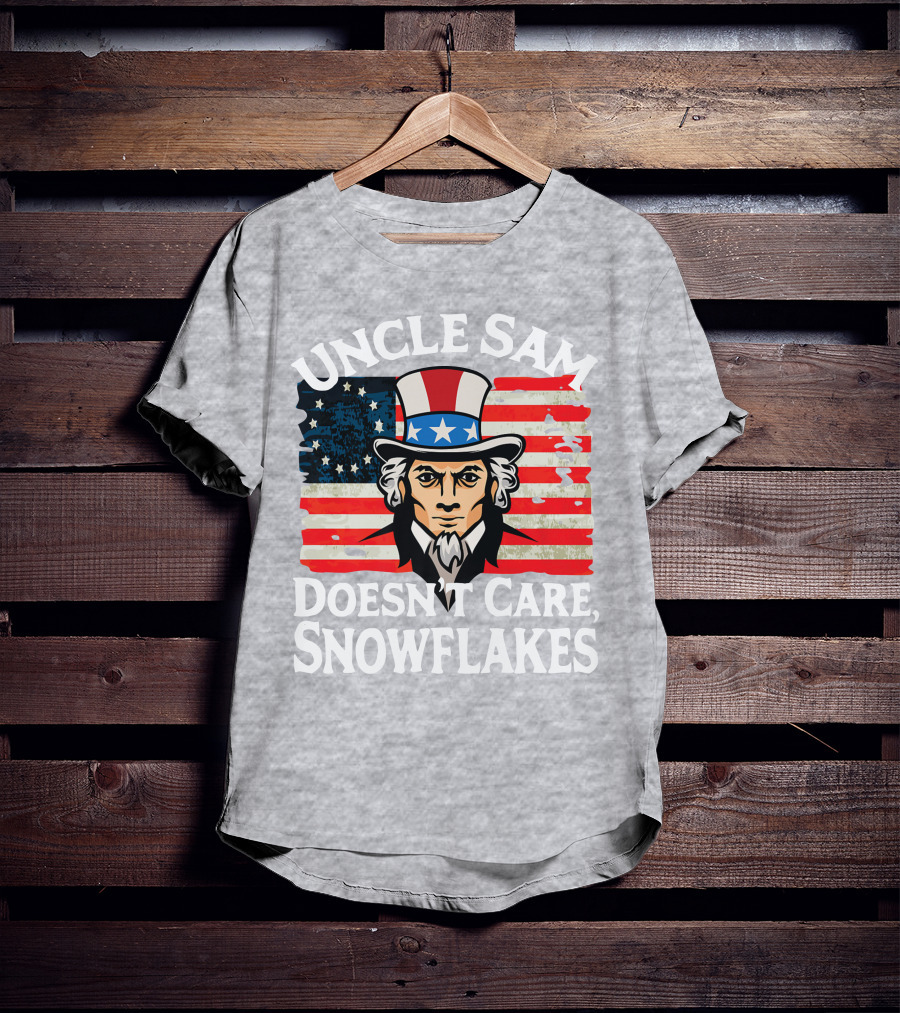 Uncle Sam Doesn't Care Snowflakes American Flag T-Shirt