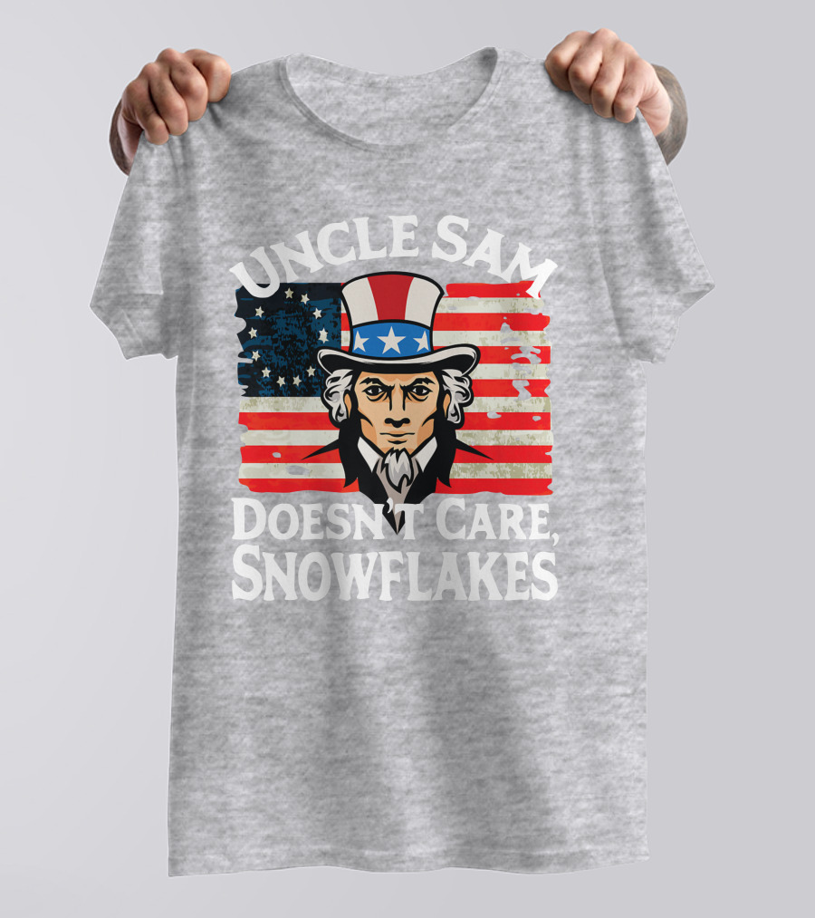 Uncle Sam Doesn't Care Snowflakes American Flag T-Shirt