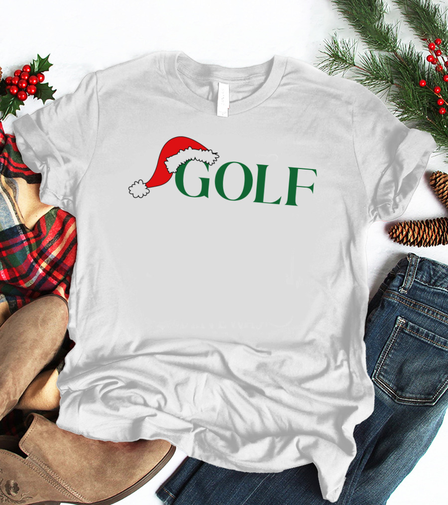 GOLF Santa Hat Green Letters T-Shirt