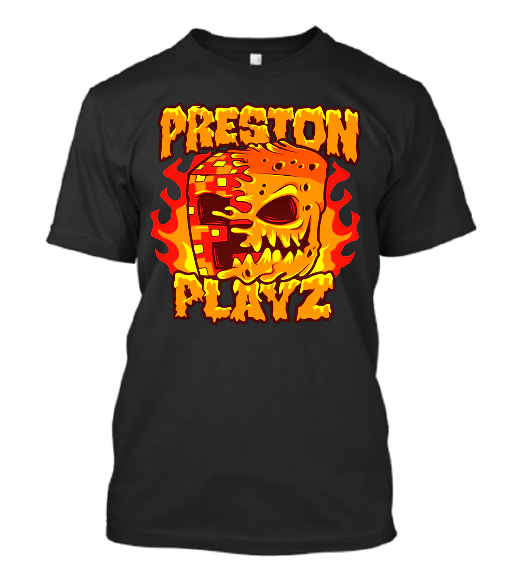 Preston Playz Flaming Pixel Mask Blaze T-Shirt
