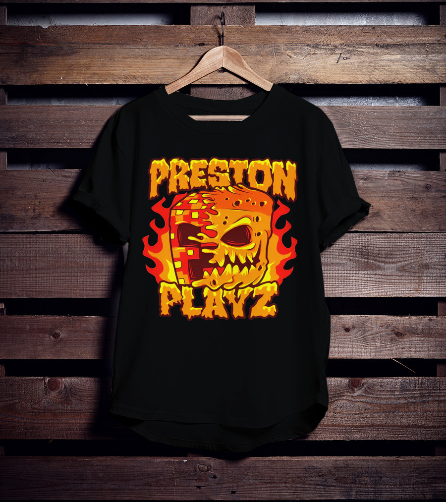 Preston Playz Flaming Pixel Mask Blaze T-Shirt