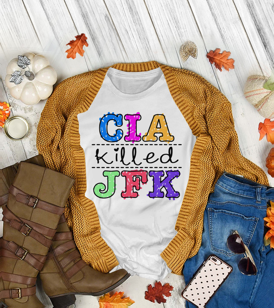 CIA Killed JFK Colorful Block Letters T-Shirt