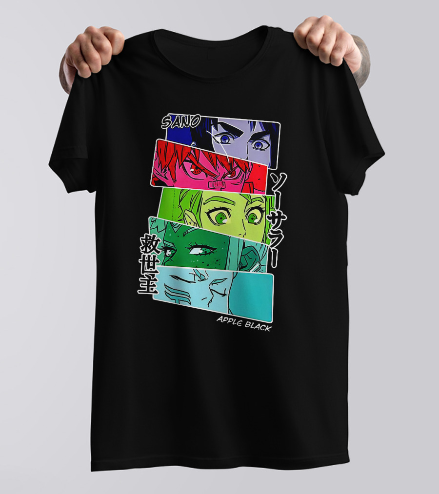 Saturday AM Apple Black Sano Character Panels Spencer's Merch T-Shirt