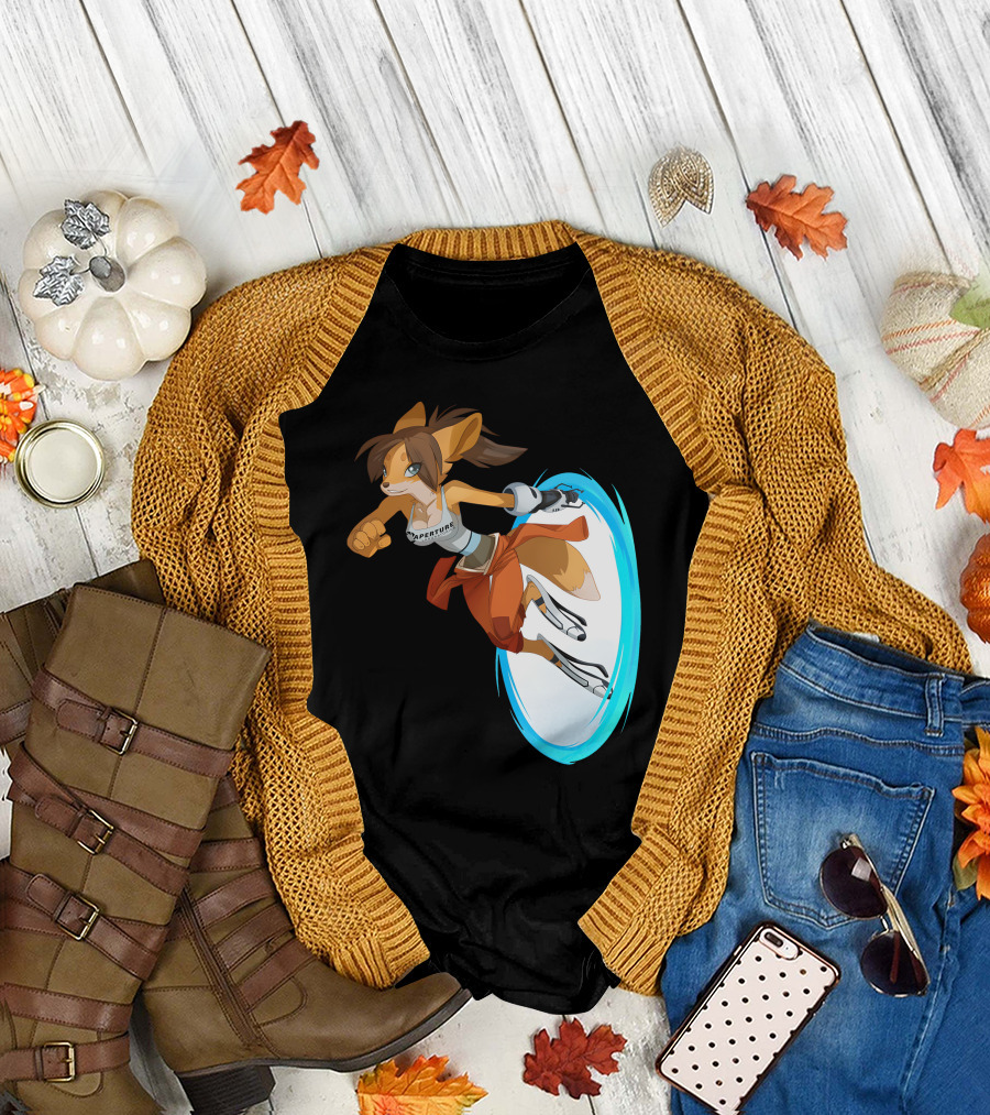 Sajira Aperture Laboratories Fox Chell Stormi Folf Portal Character T-Shirt