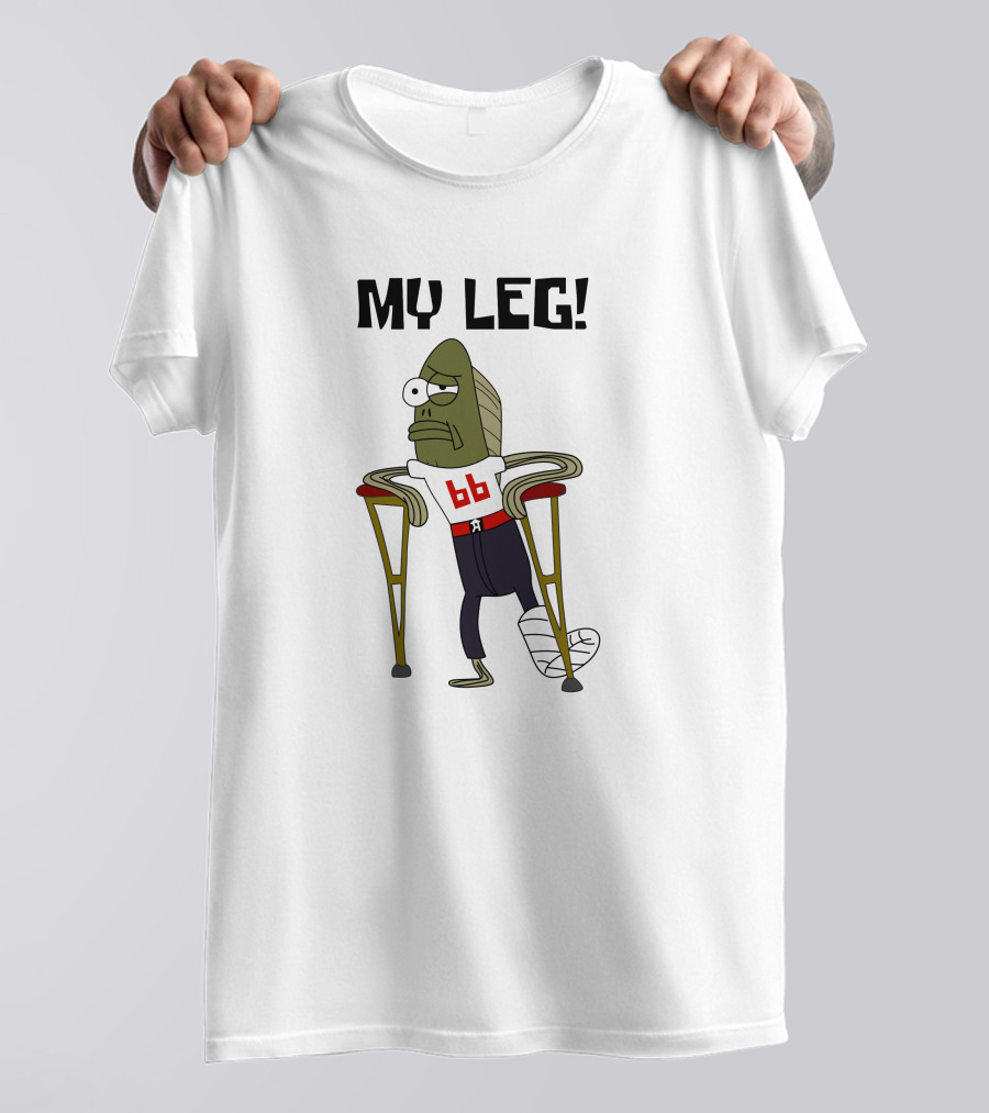 SpongeBob My Leg Iconic Character 66 Crutches Injured Gag T-Shirt