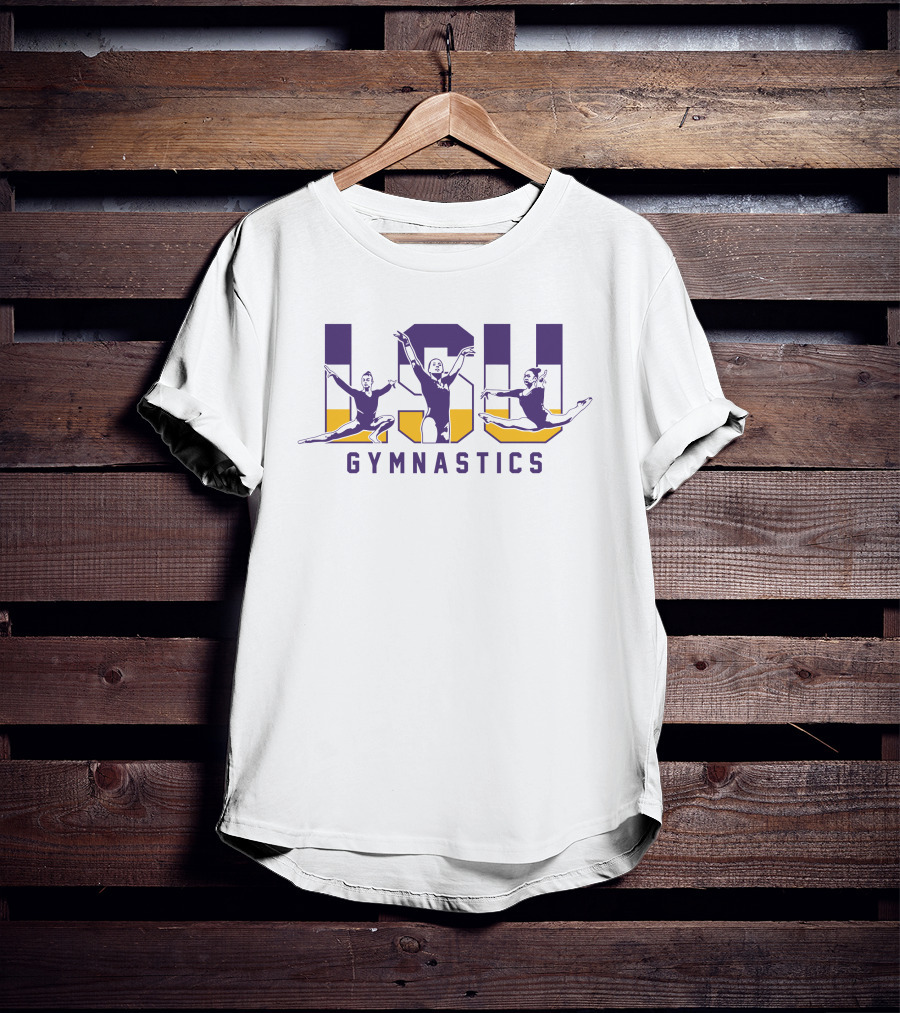 LSU Gymnastics Purple And Gold Leaping Athletes T-Shirt