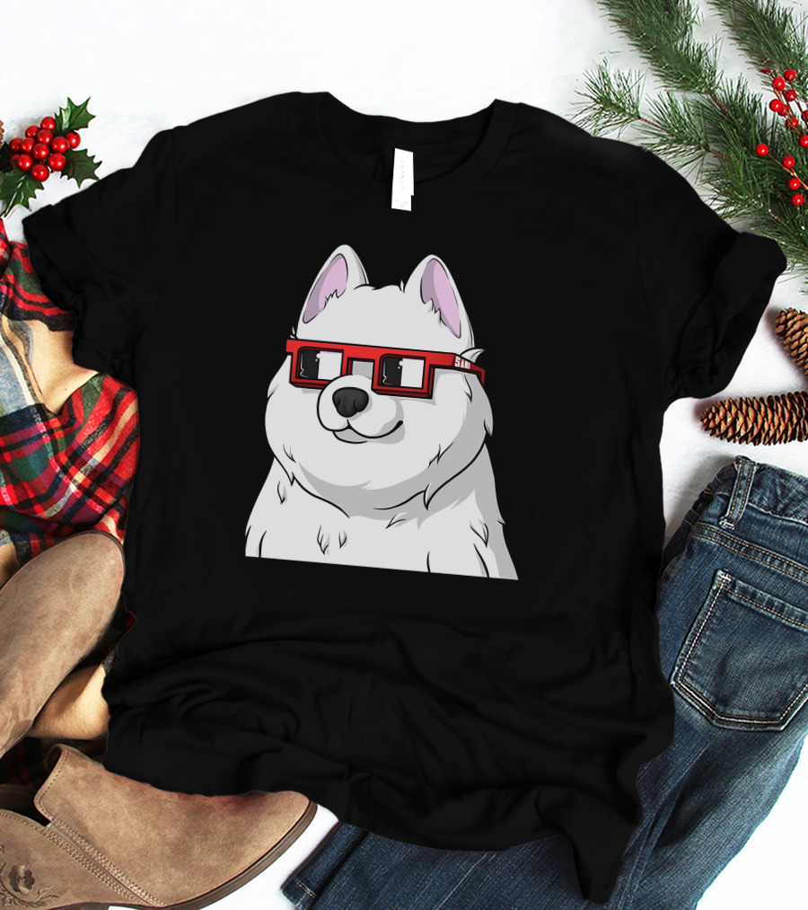 SAMO X Nouns White Dog With Red Glasses T-Shirt