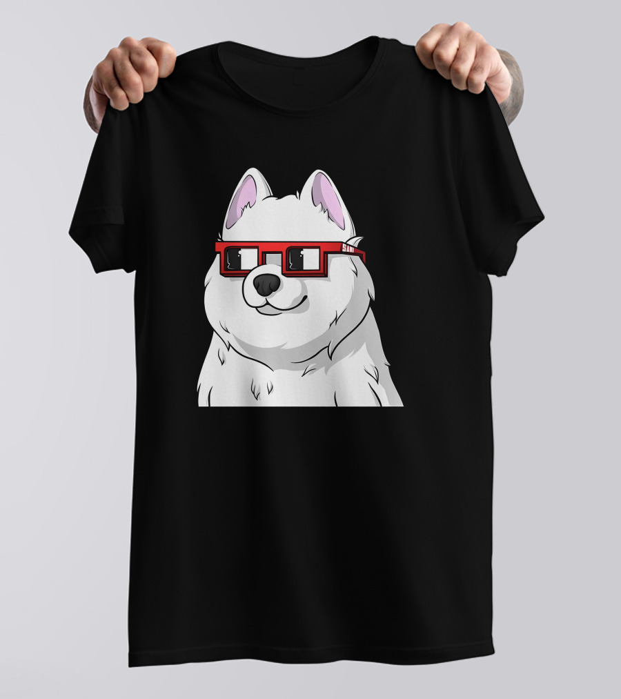 SAMO X Nouns White Dog With Red Glasses T-Shirt