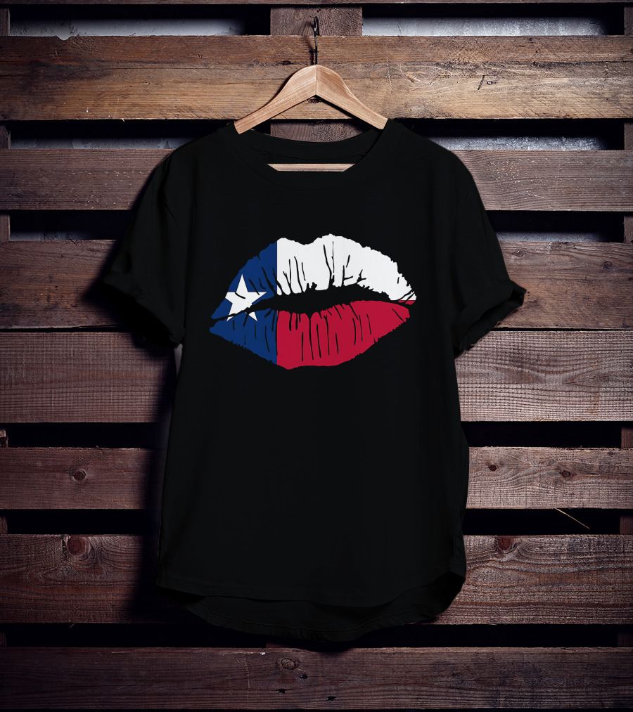 Texas Lone Star Flag Lips T-Shirt