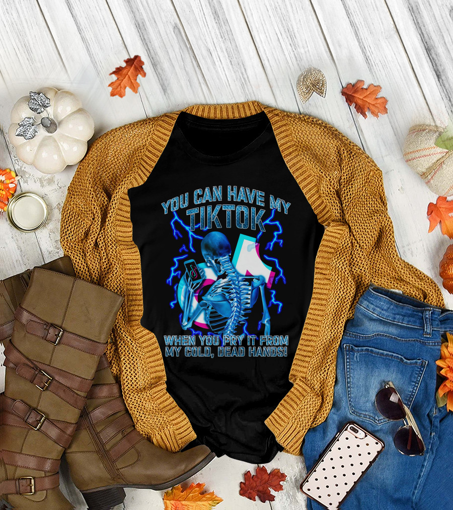 You Can Have My TikTok When You Pry It From My Cold Dead Hands Skeleton Lightning T-Shirt