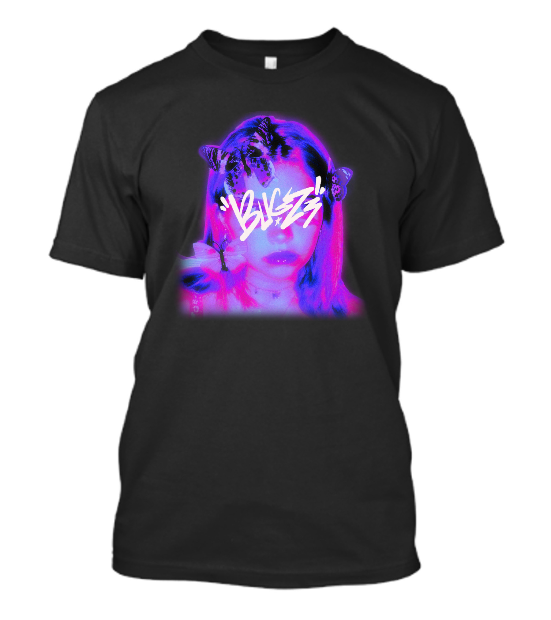 Bugzz Girl Neon Butterfly Aesthetic T-Shirt
