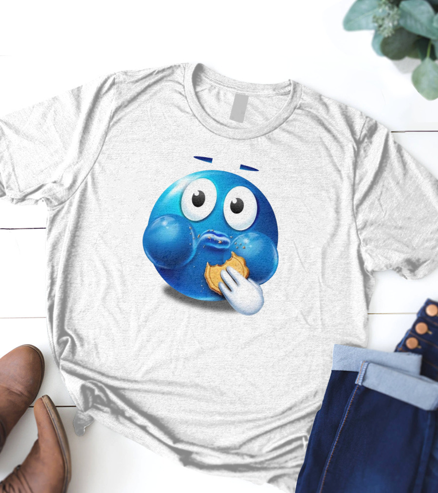 Pac-Man Style Blue Ghost Eating Cookies Hungee T-Shirt