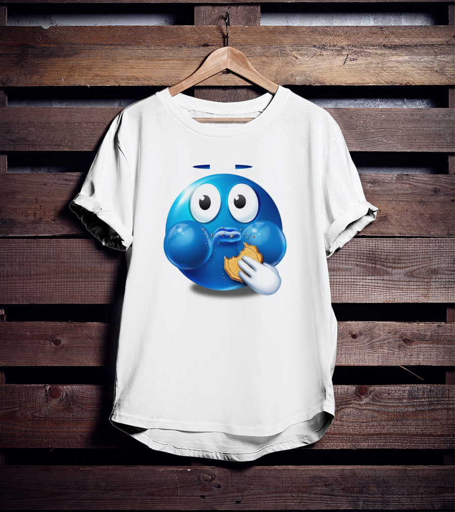 Pac-Man Style Blue Ghost Eating Cookies Hungee T-Shirt