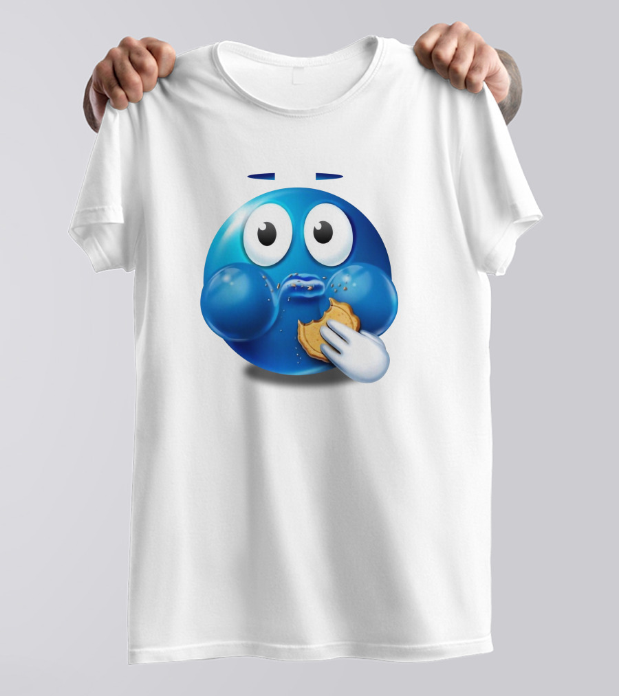 Pac-Man Style Blue Ghost Eating Cookies Hungee T-Shirt