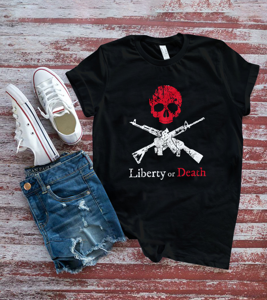 Liberty Or Death Skull And Crossed Rifles T-Shirt