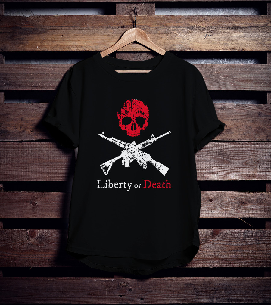 Liberty Or Death Skull And Crossed Rifles T-Shirt