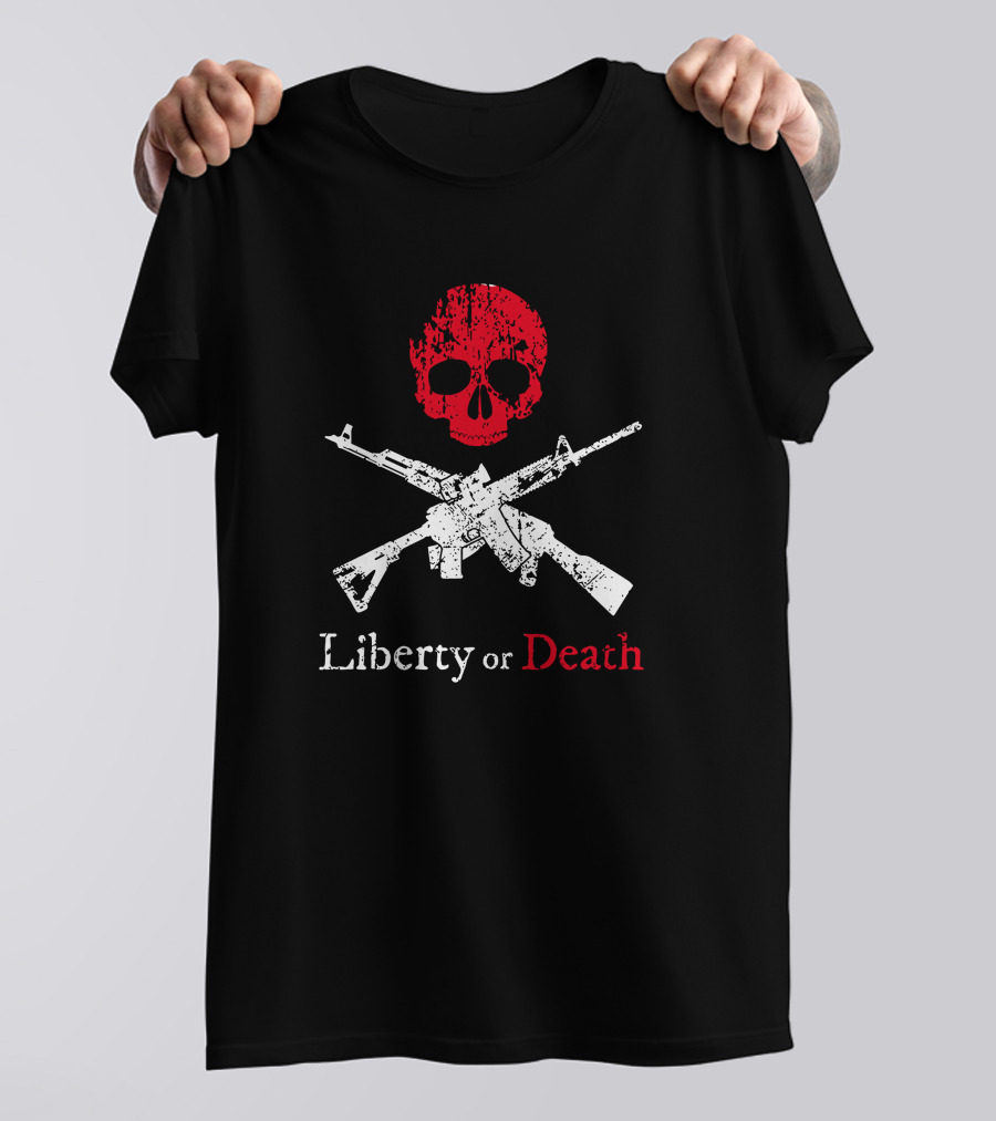 Liberty Or Death Skull And Crossed Rifles T-Shirt