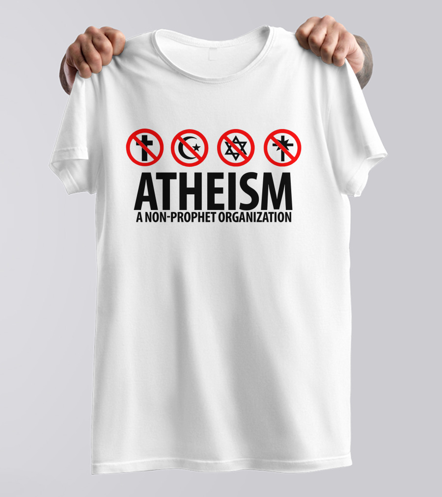 Atheist Republic Atheism A Non-Prophet Organization Cross Crescent Star Marks T-Shirt