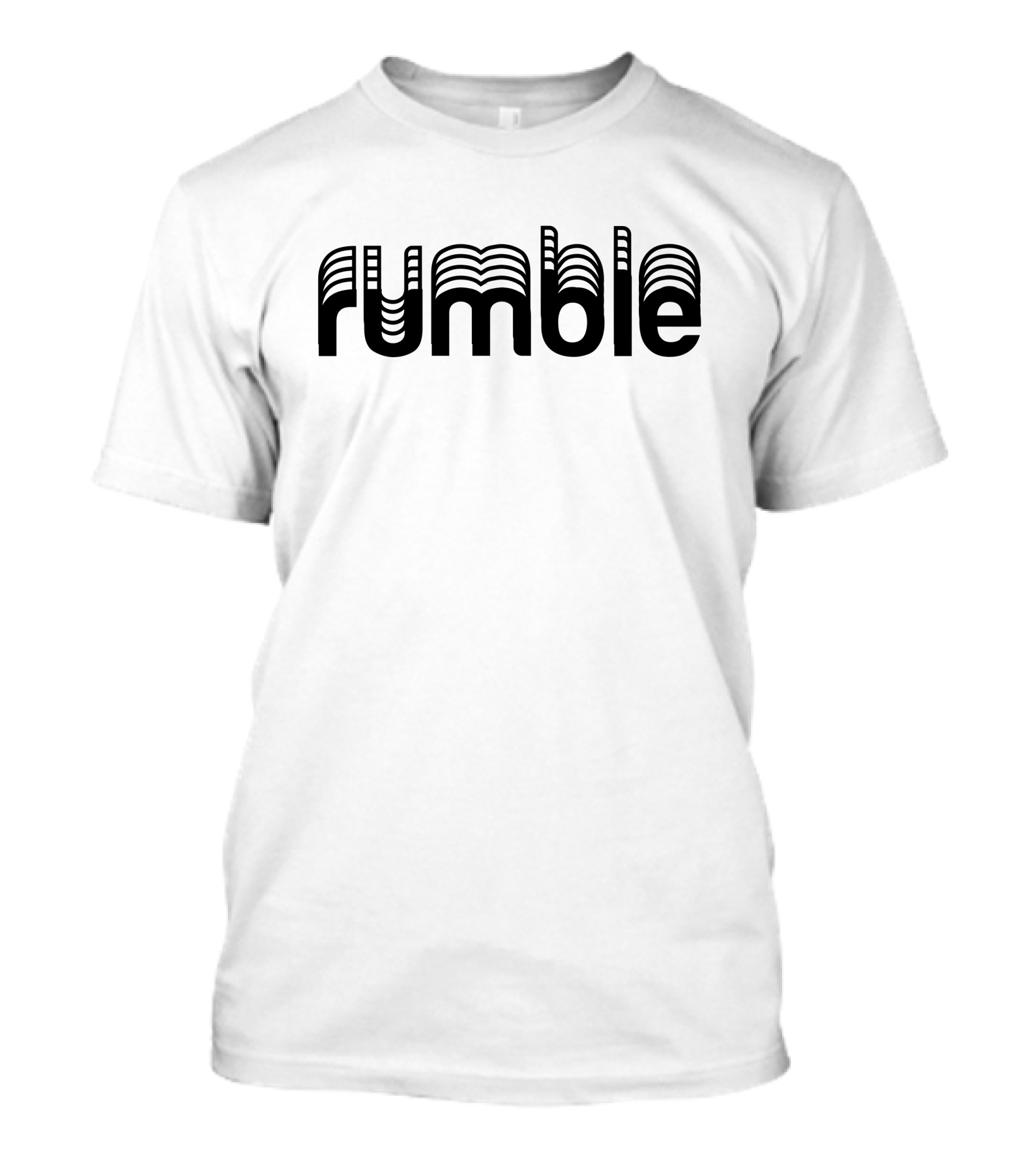 Rumble Optical Illusion Text Design White T-Shirt
