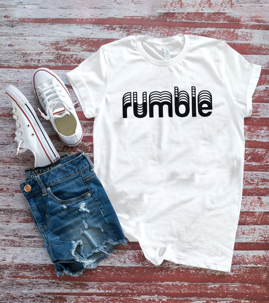 Rumble Optical Illusion Text Design White T-Shirt