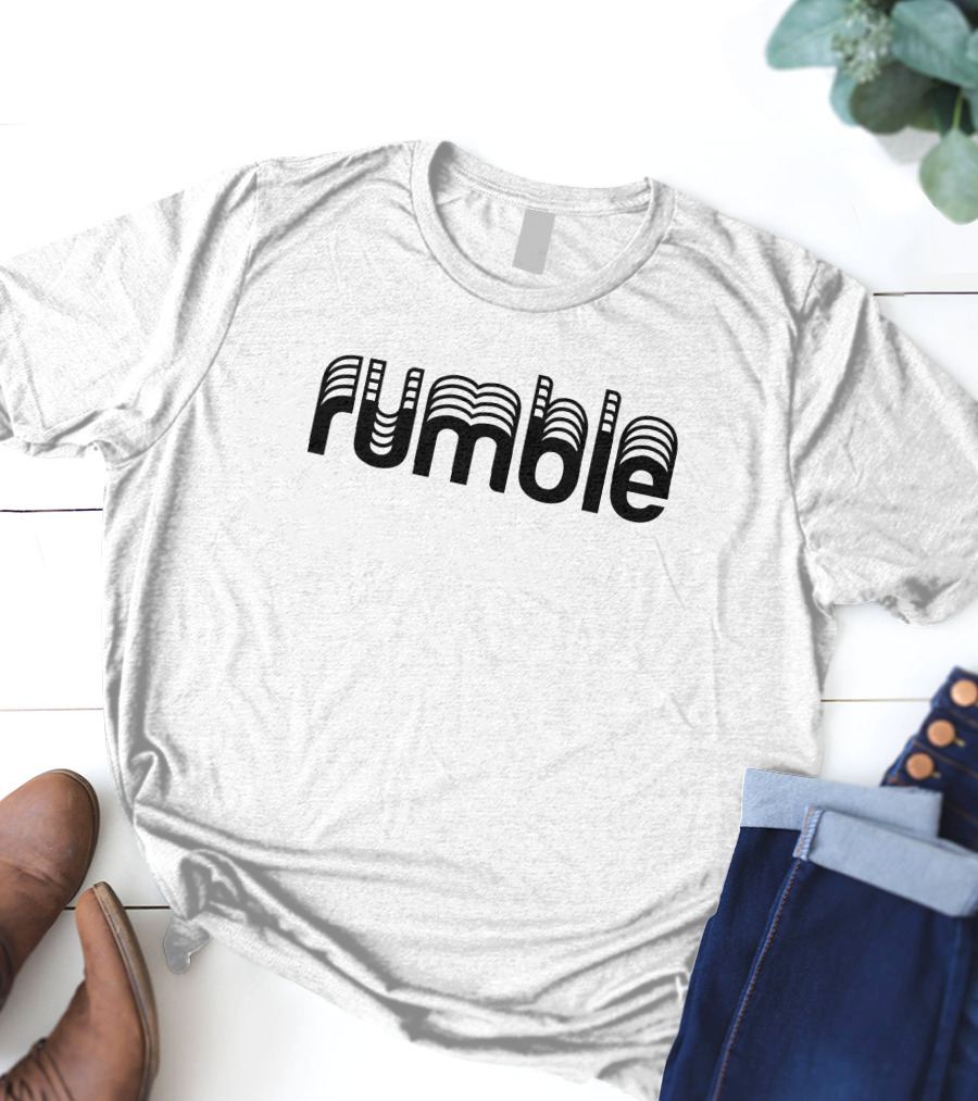 Rumble Optical Illusion Text Design White T-Shirt