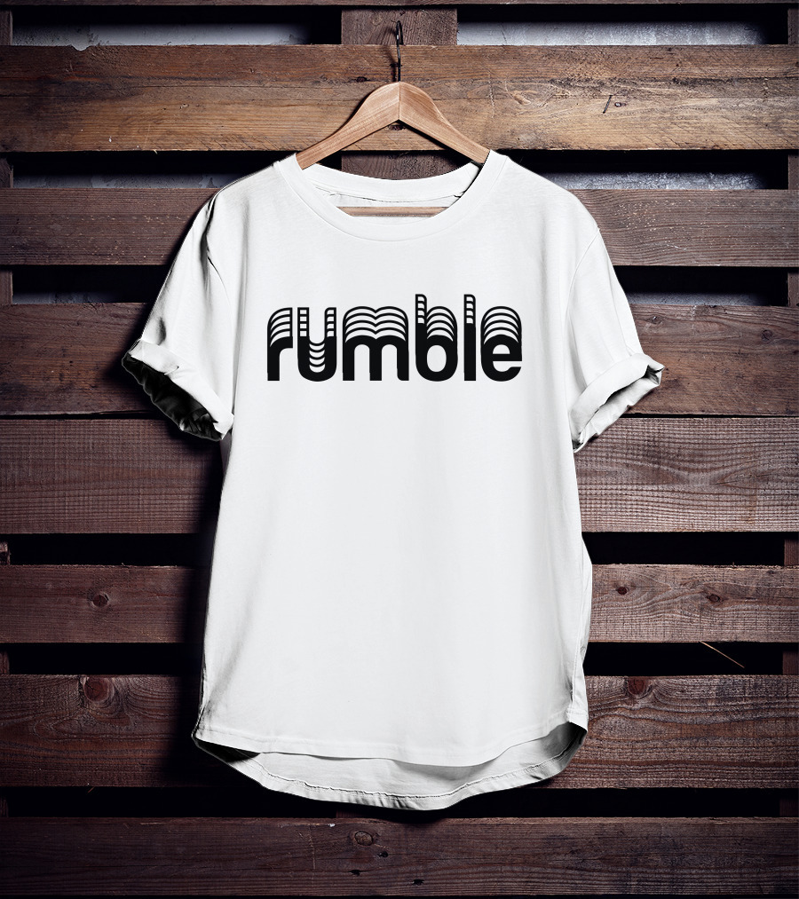 Rumble Optical Illusion Text Design White T-Shirt