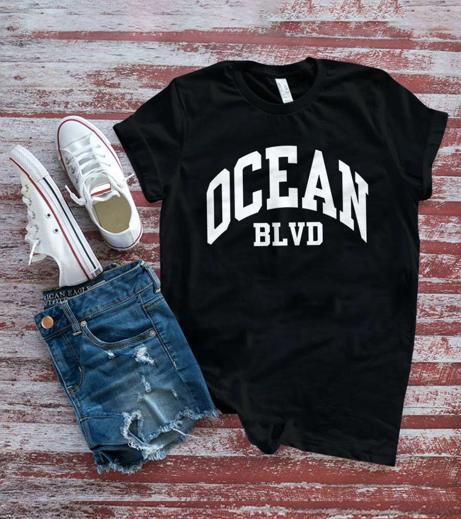 Ocean BLVD Bold Arch Typography T-Shirt