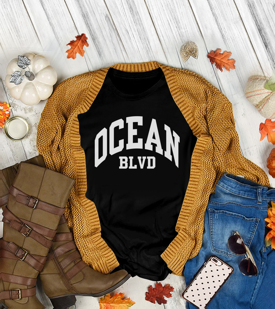 Ocean BLVD Bold Arch Typography T-Shirt