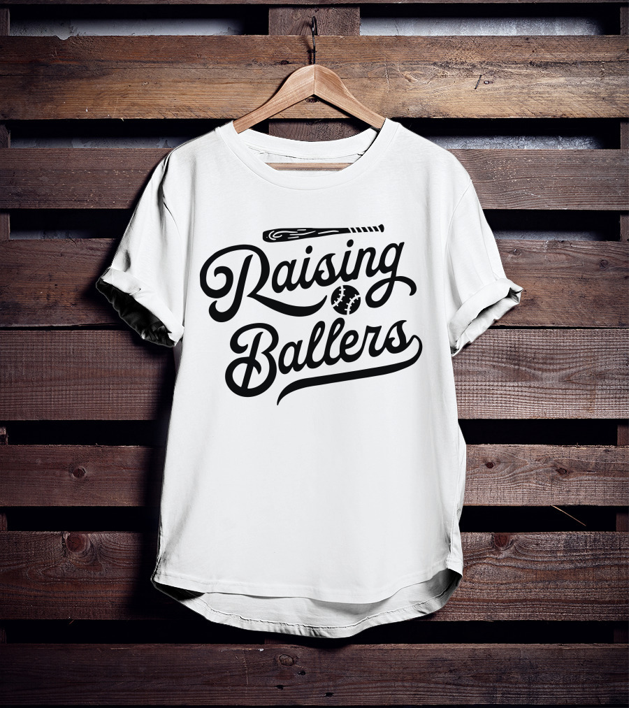 Raising Ballers Baseball Bat And Ball Enthusiast T-Shirt
