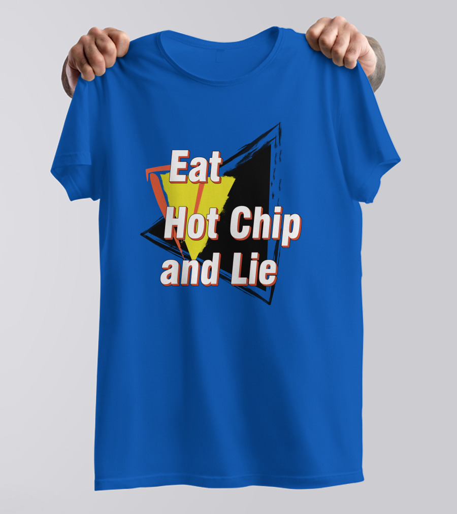 Eat Hot Chip And Lie Retro Style Text With Abstract Geometric Background T-Shirt