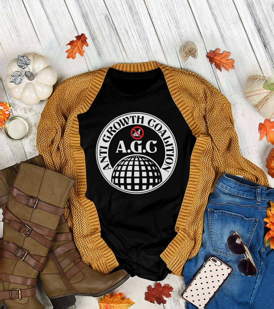 ANTI GROWTH COALITION A.G.C. No Symbol Arrow Globe T-Shirt
