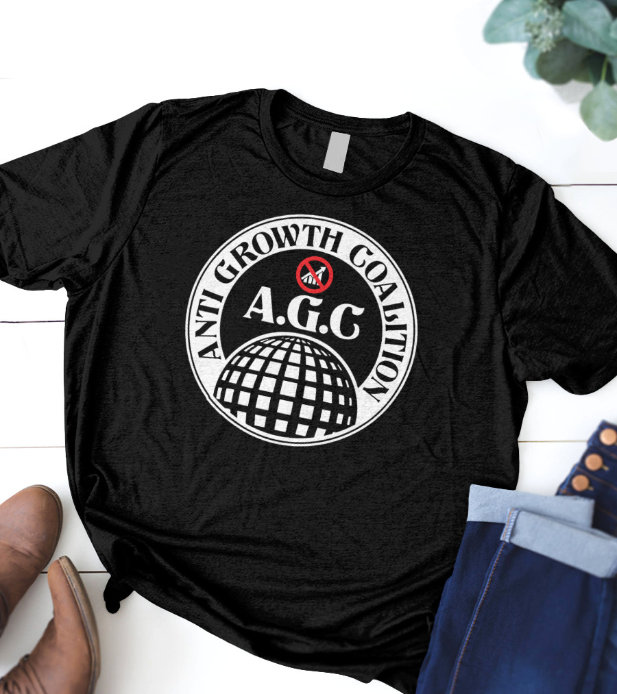ANTI GROWTH COALITION A.G.C. No Symbol Arrow Globe T-Shirt
